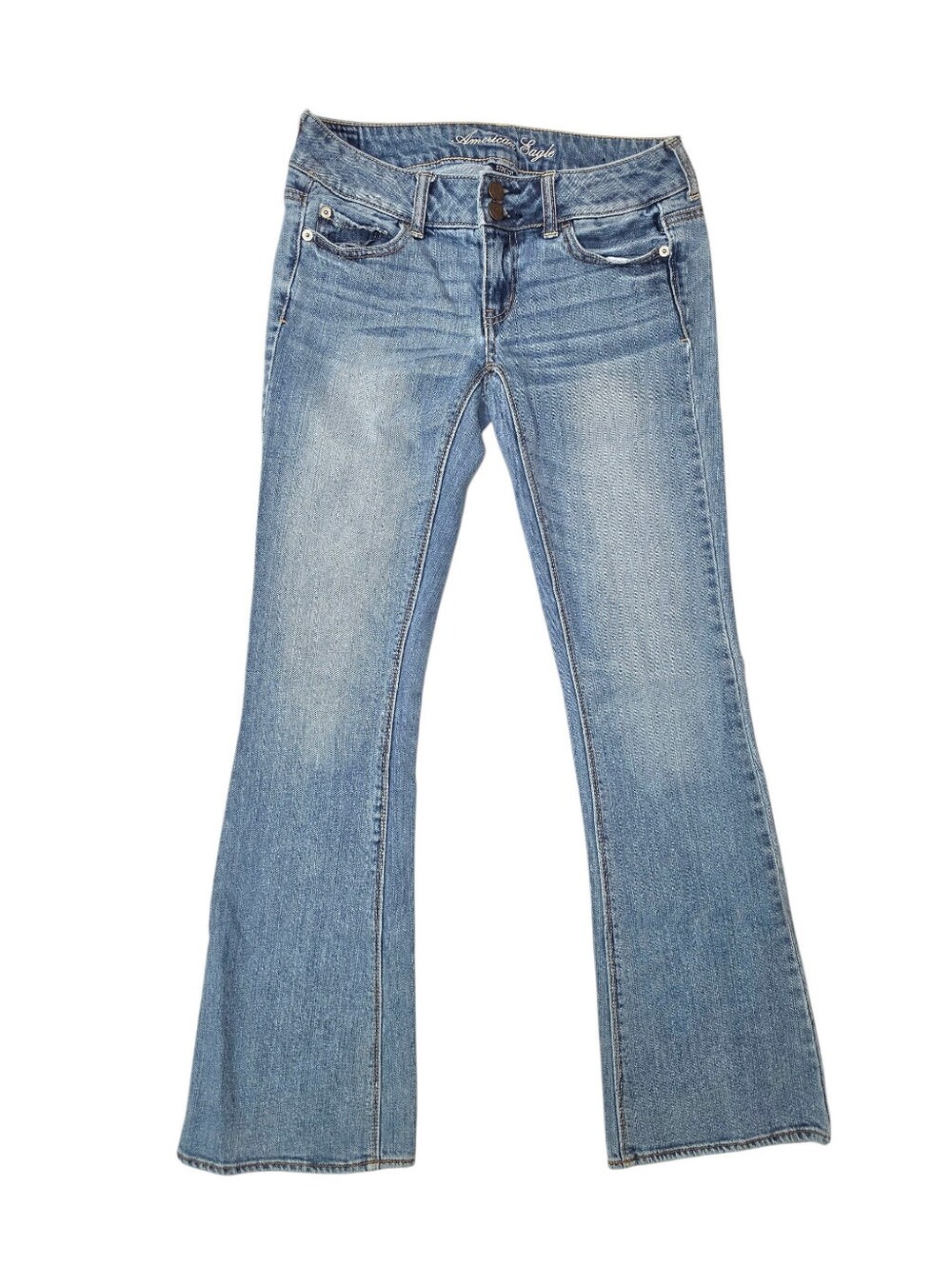 American Eagle Artist Bootcut Jeans Size 2 Light Medium Wash Double Button